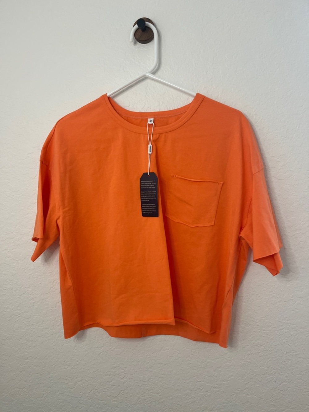 Women's Bright Orange Pocket Tee - Casual Boxy Fit